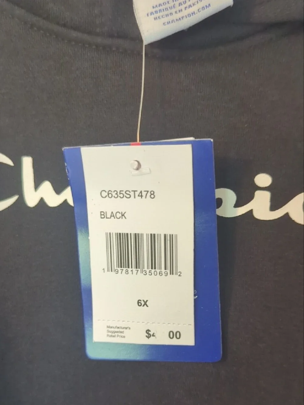 Champion Kids Black Hoodie and Jogger Set with Logo